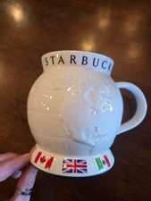 Vintage STARBUCKS World Globe Ceramic Travel Mug Coffee Cup - 24oz 2002 picture