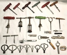 Lot of 30 Antique Corkscrews Various Unique Wooden Handled Bottle Openers Bow picture