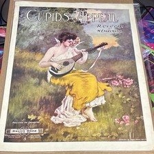 Antique 1892 Taber Prang Chromolithograph Art Sheet Musi Cupids Appeal Victorian picture