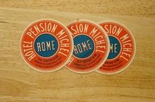 Vintage Paper Ephemera Travel Luggage Labels Hotel Pension Michel Rome Italy picture