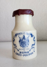 Vintage French GREY-POUPON DIJON Advertising Milk Glass Opaline Mustard Pot picture