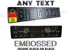 GERMAN BLACK ON BLACK, EURO STYLE  TAG, BMW,  European LICENSE plate, ANY TEXT ^ picture