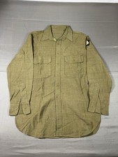 Vintage 40s WWII US Army Wool Military Field Olive Green Shirt Screaming Eagles picture