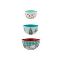 Pioneer Woman ~ Set of Three (3) ~ Melamine ~ Measuring Bowls ~ WISHFUL WINTER picture
