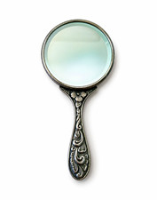 Vintage Silver Tone Hand Held Mirror Ornate Embossed Floral Figural Vanity Mirro picture