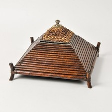 Vintage Striking Pagoda Pyramid Wooden Dresser Box picture