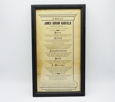 Antique 1881 James Garfield Memorial Broadside Framed picture