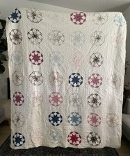 Antique Hand Quilted Patchwork Quilt 64x74 Star Blocks Cutter Repair Project picture