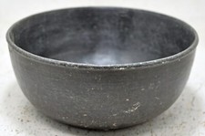 Antique Fine Large Black Stone Round Curry Bowl Original Old Fine Hand Carved picture