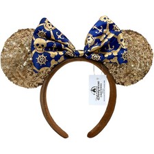 Disney Parks Pirates of The Caribbean Gold Sequined Minnie Ears Headband US POST picture