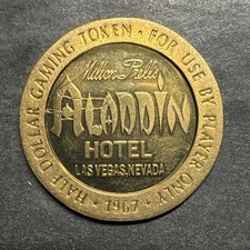 ALADDIN HOTEL CASINO LAS VEGAS NEVADA 50 CENT GAMING TOKEN 1967 Proof Ultra Rare picture