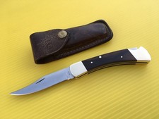 BUCK 110 HUNTER  2-LINE INVERTED MARK   1968-1970  WOOD HANDLE   SHEATH    USA picture