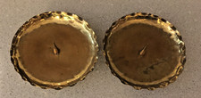 VINTAGE set of 2 BRASS METAL FLUTED EDGE CANDLE HOLDERS 5.5