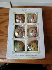 Box Set Of 6 Vtg Noelle Mice Mouse Decorating Tree Glass Wrapped XMAS Ornaments picture
