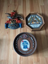 Vintage Beer Sign Lot Of 3 Blatz Pabst Barrel Anheuser Busch Bavarian Signs picture
