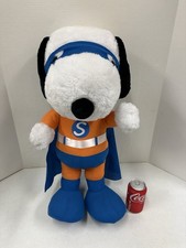 2011 Gemmy Peanuts Super Hero Snoopy Plush Orange Blue Cape Halloween Greeter picture