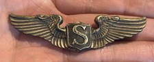 WWII WW2 Sterling Silver Full Size S Service Pilot Wings Amcraft Military Pin  picture