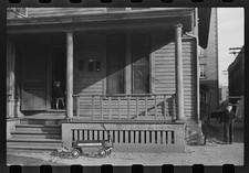 Photo:1930s Children Porch Wagon House Street Scene picture