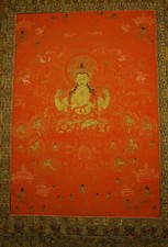 Tibet Vintage Old Buddhist Red Thangka Four-armed Avalokitesvara Bodhisattva picture