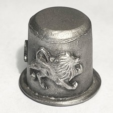 Vintage Leo the Lion Pewter Thimble, Marked R.R. picture