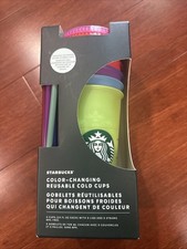 Starbucks Color-Changing Reusable 24oz Cold Cups w/ Straw - 5 Cups picture