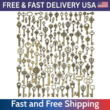 Lot Of 125 Vintage Style Antique Skeleton Furniture Cabinet Old Lock Keys Jewelr picture