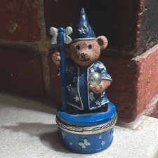 Claire’s 1999 Wizard Teddy Bear Collectible Trinket Box Decorative Figurine picture