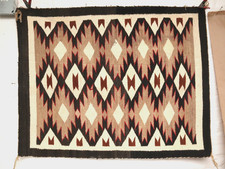ATQ LARGE Navajo Rug Textile Native American Indian Eye Dazzler 43x34 VTG Weave picture