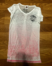 Harley-Davidson Women's Pink Ombre V-Neck Tee Wing Graphic Size M picture