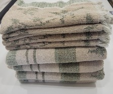 VTG Fieldcrest Royal Velvet 8-Pc Towel Set Sage Green Bamboo Floral Fringe USA picture