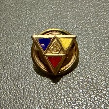 Vintage Knights of Pythias FCB Lapel Pin Blue Yellow Red Enamel Screw Back picture