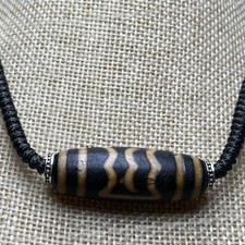 Tibetan Dzi Beads Necklace Vintage Pheonix Agate Pendant picture