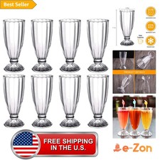 Milkshake Cups Glasses 12oz 8 Pack Sundae Ice Cream Float Drinkware picture