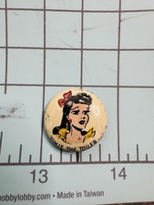 Vintage Tillie the Toiler Pinback Button Comic Strip Character Pin picture