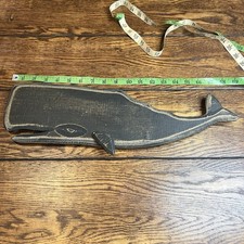Vintage Hand Carved Wooden Whale Sign Plaque Massachusetts Nautical 20” picture