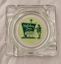 Two Vintage Holiday Inn Glass Ashtrays 4.25x4.25 picture