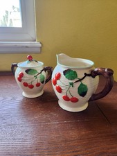 Vintage Cherry Sugar Bowl and CreamerMaruhon Ware Lidded Japan Tea Party Summer picture