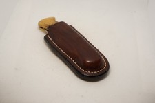 handmade buck 110 custom leather sheath dark brown, waxed, Sheath Only picture