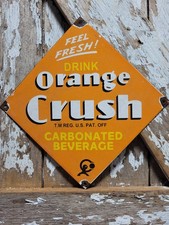 VINTAGE ORANGE CRUSH PORCELAIN SIGN RARE OLD SODA POP COLA BEVERAGE DRINK CRUSHY picture
