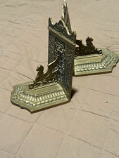 Art Nouveau Dragon Sphinx Chimaera Brass Metal Bookends Pair antique vintage picture