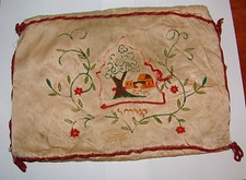 Ad Jewish Judaica antique handmade embroidery textile needlepoint rachel tomb picture