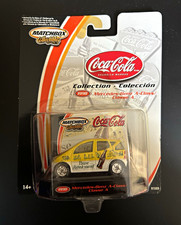 Coca-Cola Vintage 1998 Mercedes-Benz A-Class Die-Cast Car Yellow/White Repro picture
