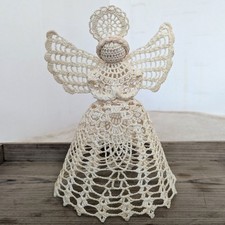 Vtg Hand Crochet Starched Angel Tree or Topper 10