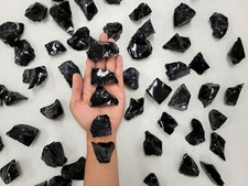 Rough Black Obsidian Crystals Stone Chunks Bulk Raw Natural Healing Gemstones picture