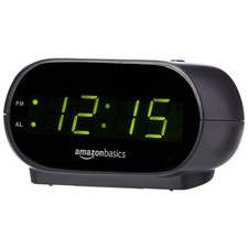 Amazon Basics Small Digital Oval Alarm Clock with LED Display, Small, Black picture