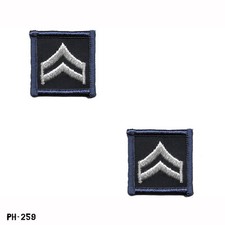 Corporal Chevron Collar Rank Patches, Pair ~ Blue & Grey ~ NEW ~ Gemsco USA picture