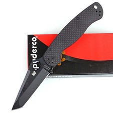 Carbon Fiber G10 Tanto Black Coated Blade One Hand Open Pocket Folding Knife C81 picture