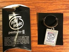 Original Vintage 1997 Intel Pentium II processor MMX engraved metal keychain picture