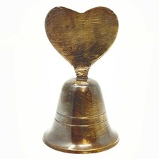 Heart Bell, Brass Bell With Heart Shaped Handle, Vintage Antique Finish picture