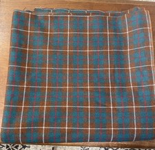 Quality Vintage Tartan Wool Fabric Brown And Teal Window Pain/Plaid 62”x 120”  picture